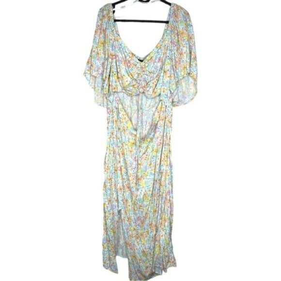 ELOQUII Cinched Front Floral Midi A-Line Dress Size 18W - Picture 3 of 12